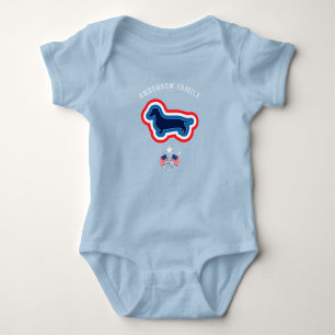 Dachshund Rood Wit Blauw 4 juli Hond Romper