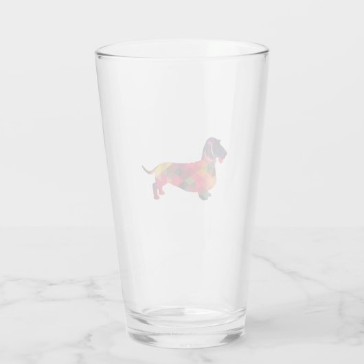 Dachshund Rough Coated Geo Silhouette Multi Glas (Achterkant)