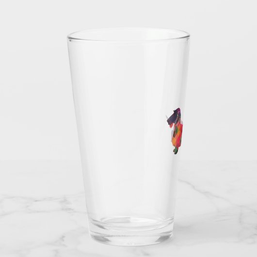 Dachshund Rough Coated Geo Silhouette Multi Glas (Rechts)