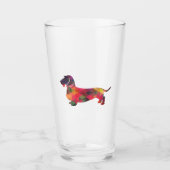 Dachshund Rough Coated Geo Silhouette Multi Glas (Voorkant)