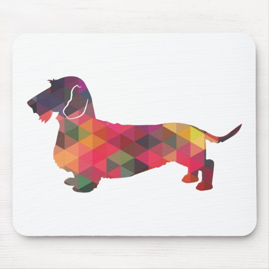 Dachshund Rough Coated Geo Silhouette Multi Muismat (Voorkant)