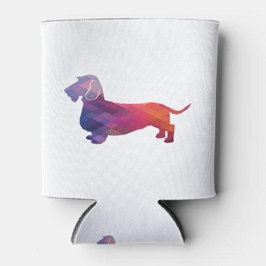 Dachshund Rough Coated Geo Silhouette Paars Blikjeskoeler (Voorkant)