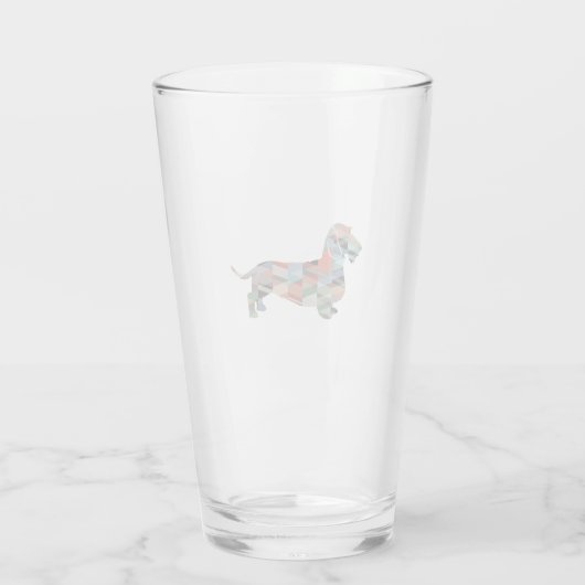 Dachshund Rough Coated Geo Silhouette Pset Glas (Achterkant)