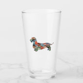 Dachshund Rough Coated Geo Silhouette Pset Glas (Voorkant)