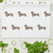 Dachshund Rough Coated Geo Silhouette Pset Theedoek (Gevouwen)