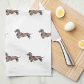 Dachshund Rough Coated Geo Silhouette Pset Theedoek (Quarter Fold)
