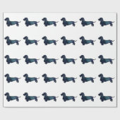 Dachshund Rough Coated Silhouette Waterverf Cadeaupapier (Vlak)