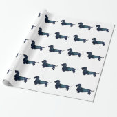 Dachshund Rough Coated Silhouette Waterverf Cadeaupapier (Uitgerold)