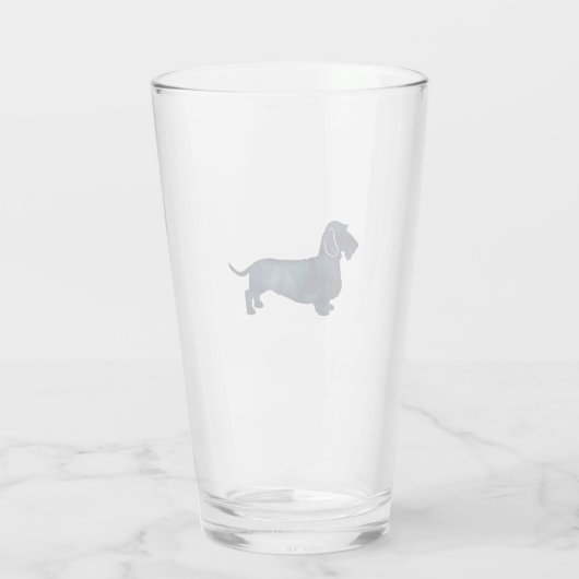 Dachshund Rough Coated Silhouette Waterverf Glas (Achterkant)