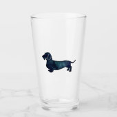 Dachshund Rough Coated Silhouette Waterverf Glas (Voorkant)