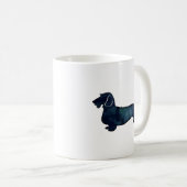Dachshund Rough Coated Silhouette Waterverf Koffiemok (Voorkant rechts)