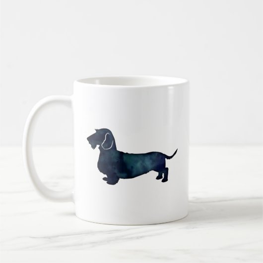 Dachshund Rough Coated Silhouette Waterverf Koffiemok (Links)