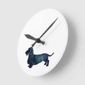 Dachshund Rough Coated Silhouette Waterverf Ronde Klok (Hoek)