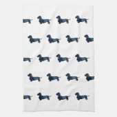 Dachshund Rough Coated Silhouette Waterverf Theedoek (Verticaal)