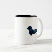 Dachshund Rough Coated Silhouette Waterverf Tweekleurige Koffiemok (Voorkant rechts)