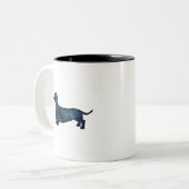 Dachshund Rough Coated Silhouette Waterverf Tweekleurige Koffiemok (Voorkant links)