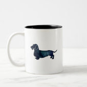 Dachshund Rough Coated Silhouette Waterverf Tweekleurige Koffiemok (Links)
