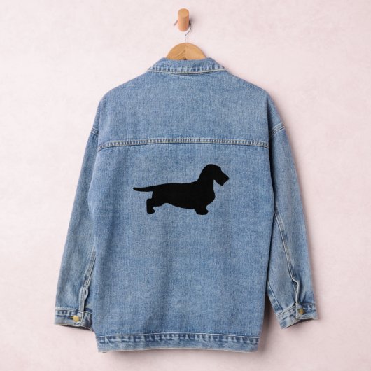 Dachshund Rough Hair - Silhouette 1 Denim Jacket (Hangar)