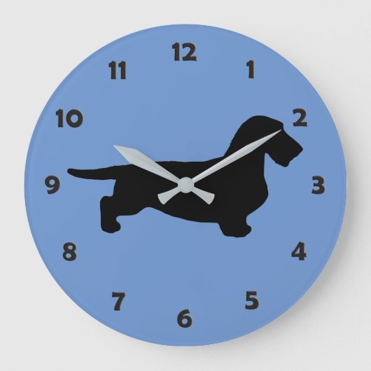 Dachshund Rough Hair - Silhouette 1 Grote Klok (Voorkant)