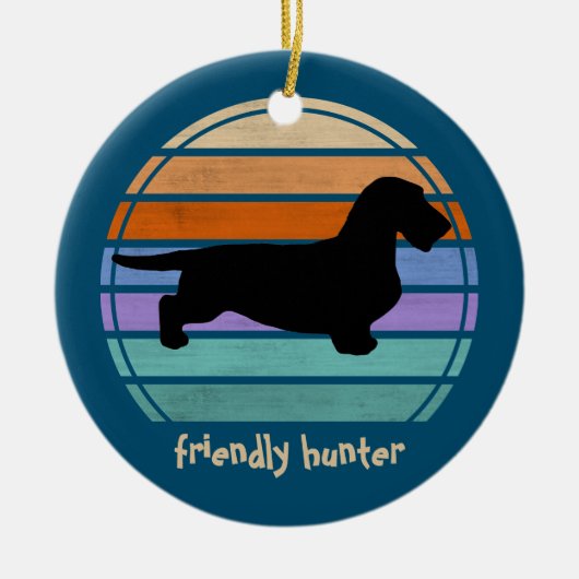 Dachshund Rough Hair - Silhouette 1 Keramisch Ornament (Voorkant)