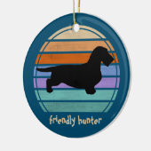 Dachshund Rough Hair - Silhouette 1 Keramisch Ornament (Links)