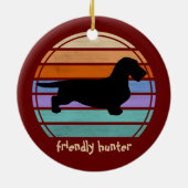 Dachshund Rough Hair - Silhouette 1 Keramisch Ornament (Achterkant)