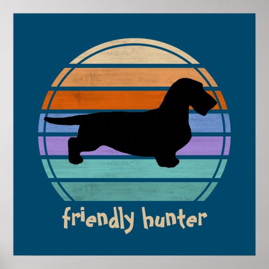 Dachshund Rough Hair - Silhouette 1 Poster (Voorkant)