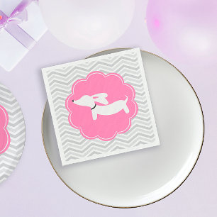 Dachshund Roze Baby Shower Feestservetten Servet