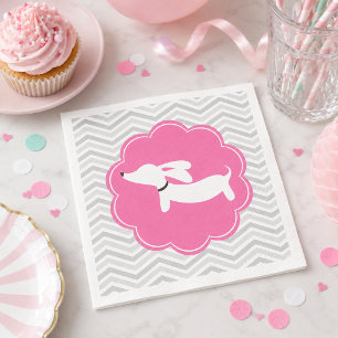 Dachshund Roze Baby Shower Feestservetten Servet