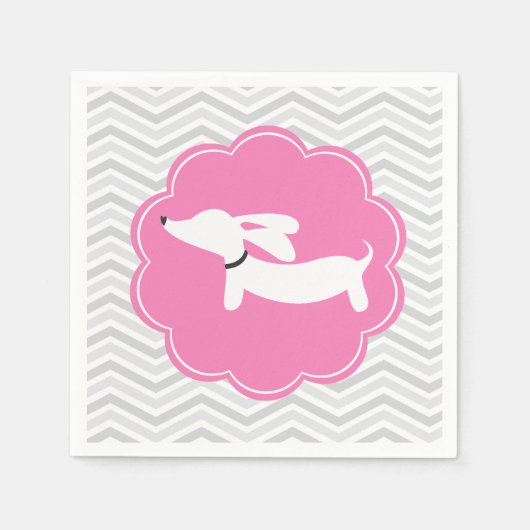 Dachshund Roze Baby shower Party Servetten (Voorkant)