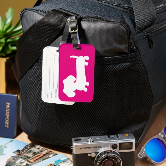 Dachshund Roze Bagage Reistas Label Bagagelabel (Voorkant & Achterkant)