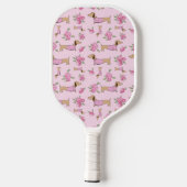 Dachshund roze bloemencadeau pickleball paddle (Achterkant)