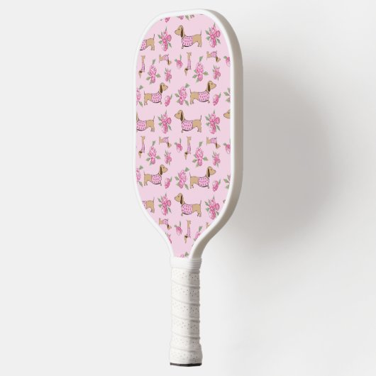 Dachshund roze bloemencadeau pickleball paddle (Links)