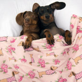 Dachshund roze bloemendeken Wiener hondenliefde Fleece Deken