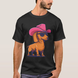 Dachshund Roze Cowboyhoed Wiener Saus Dog Puppy T-shirt