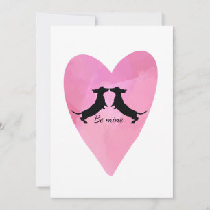 Dachshund Roze Hart Valentijnskaart Feestdagenkaart