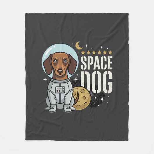 Dachshund Ruimte Hond Astronaut Vector Fleece Deken (Voorkant)