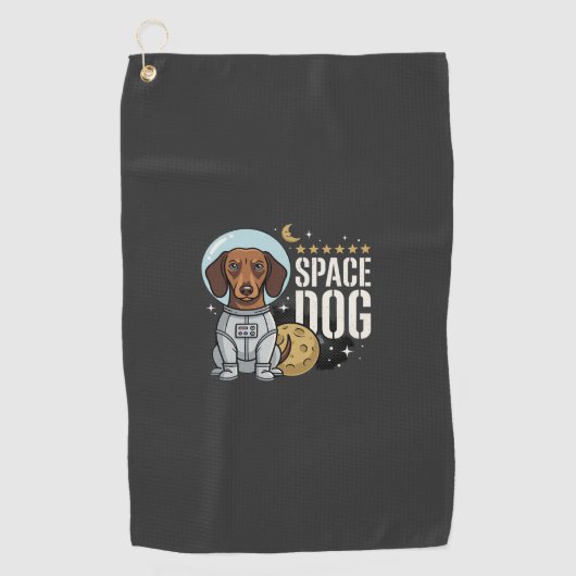 Dachshund Ruimte Hond Astronaut Vector Golfhanddoek (Voorkant)