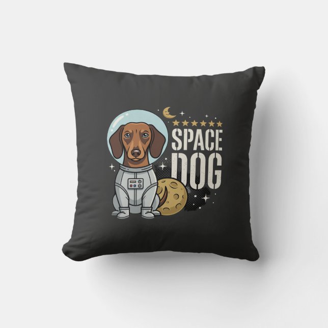 Dachshund Ruimte Hond Astronaut Vector Kussen (Voorkant)