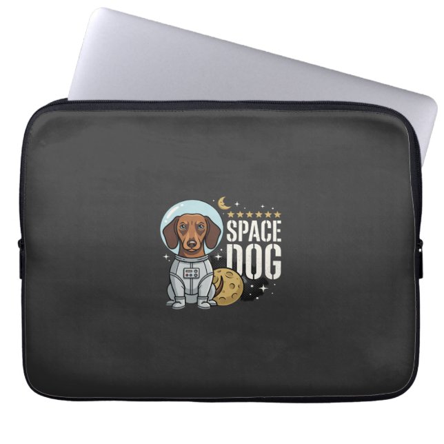 Dachshund Ruimte Hond Astronaut Vector Laptop Sleeve (Voorkant)