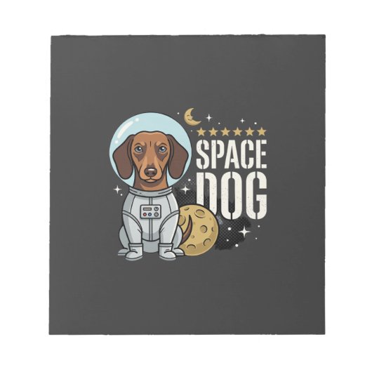 Dachshund Ruimte Hond Astronaut Vector Notitieblok (Voorkant)