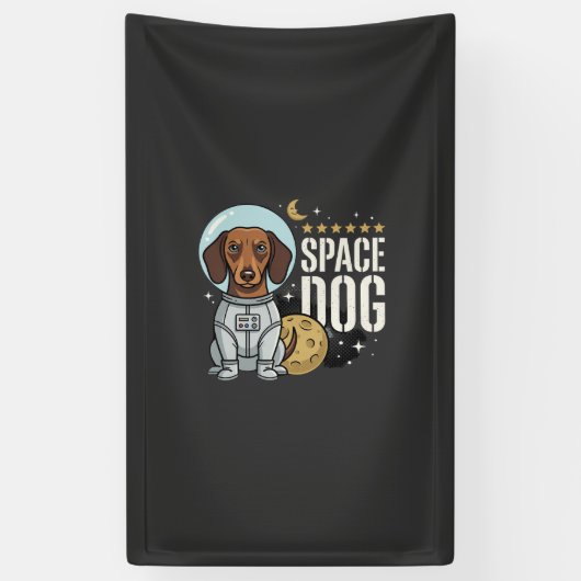 Dachshund Ruimte Hond Astronaut Vector Spandoek (Verticaal)
