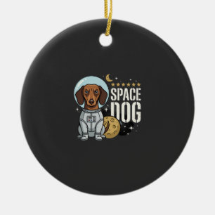 Dachshund ruimtehond astronaut vector keramisch ornament