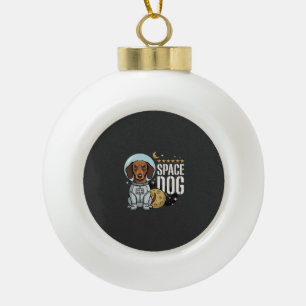 Dachshund ruimtehond astronaut vector keramische bal ornament