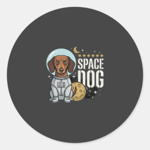 Dachshund ruimtehond astronaut vector ronde sticker