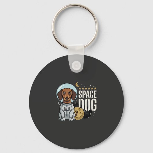 Dachshund ruimtehond astronaut vector sleutelhanger (Voorkant)