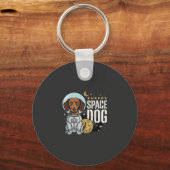Dachshund ruimtehond astronaut vector sleutelhanger (Voorkant)