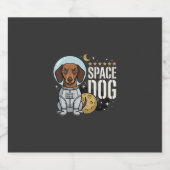 Dachshund ruimtehond astronaut vector sparkling wijnetiket (Enkel label)
