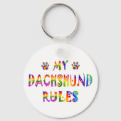 Dachshund Rules Fun Sleutelhanger (Voorkant)