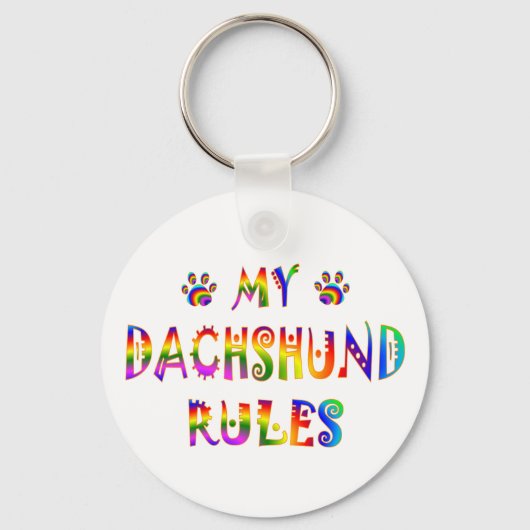 Dachshund Rules Fun Sleutelhanger (Voorkant)